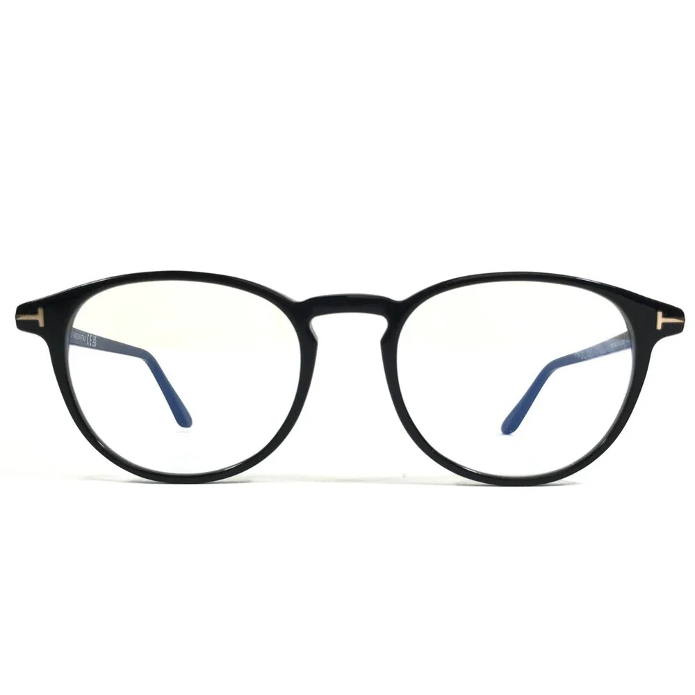 Tom Ford Eyeglasses Frames TF5803-B 001 Shiny Black Round Full Rim 51-19-145